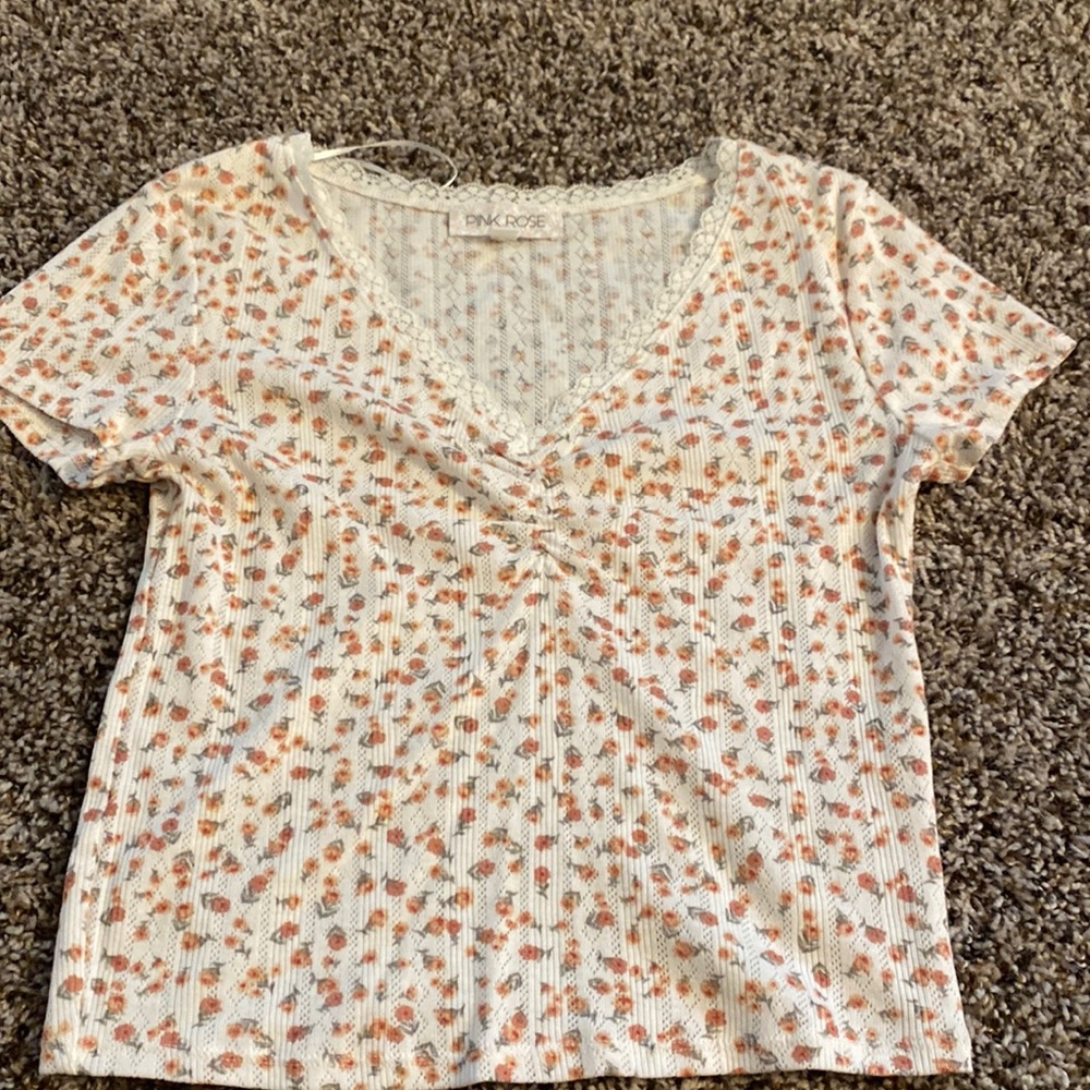 Pink Rose Medium Tee- Floral